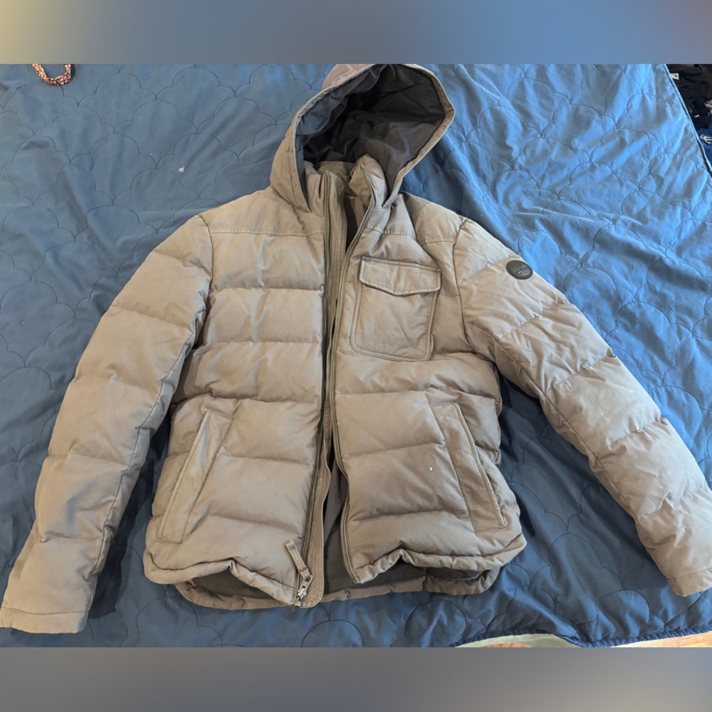 Timberland hooded grey insulated puffer jacket. Size S
